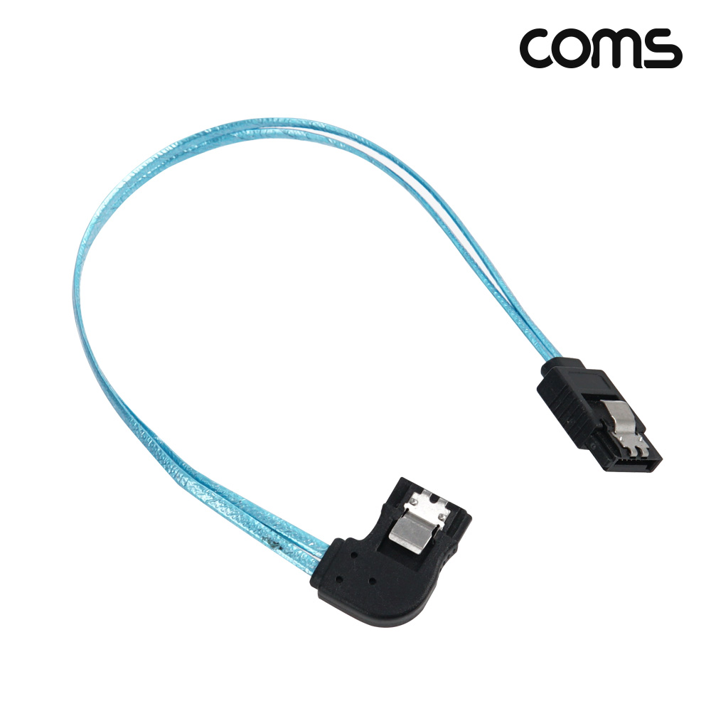 Coms SATA3 하드 HDD 꺾임 우향 케이블 6Gbps 클립 25cm