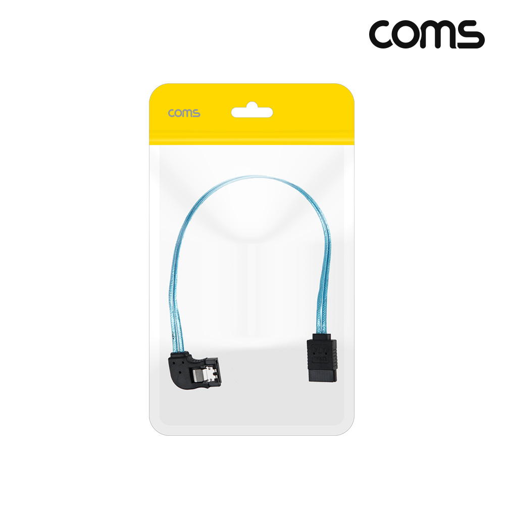 Coms SATA3 하드 HDD 꺾임 우향 케이블 6Gbps 클립 25cm
