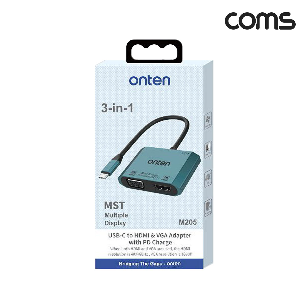 Coms C타입 to HDMI 4K@60Hz VGA PD 충전 컨버터 젠더