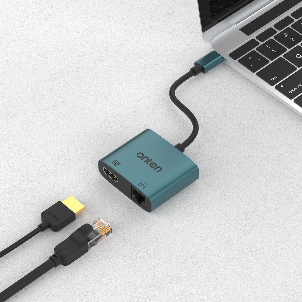 Coms C타입 to HDMI 4K@60Hz 컨버터 RJ45 랜 100Mbps 젠더
