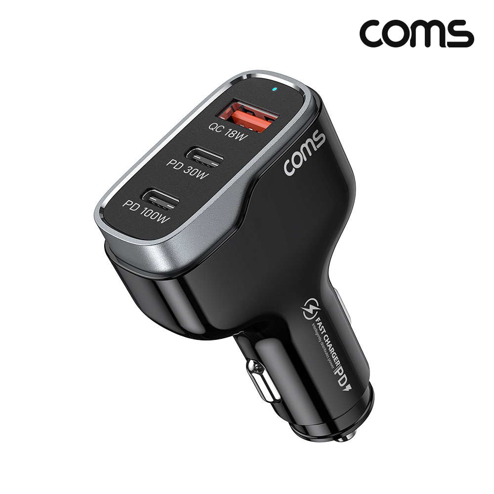 Coms PD 138W 차량용 3포트 고속충전기 QC 초고속 PPS 시가잭