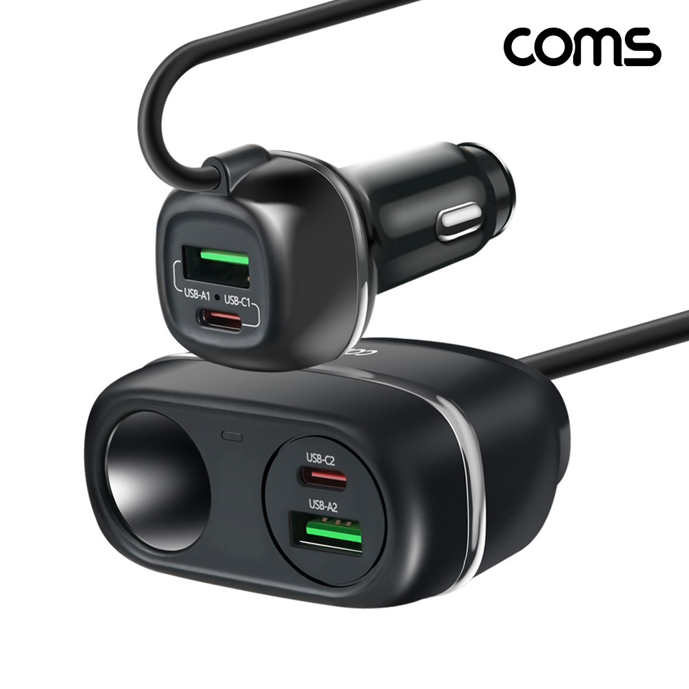 Coms PD 102W 차량용 5포트 고속충전기 QC 초고속 PPS 시가잭