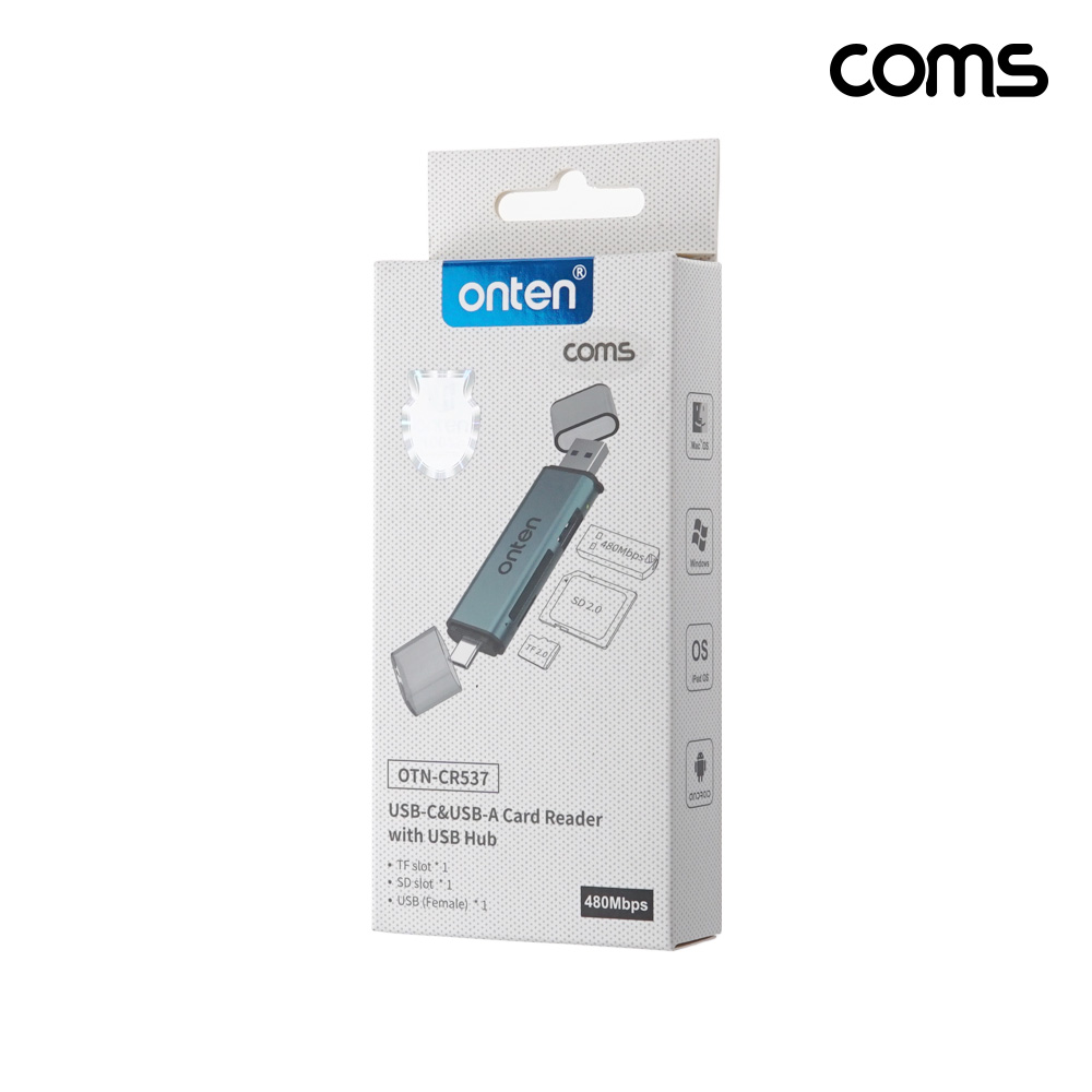 Coms USB A 3.0 + C타입 멀티허브 카드리더 480Mbps