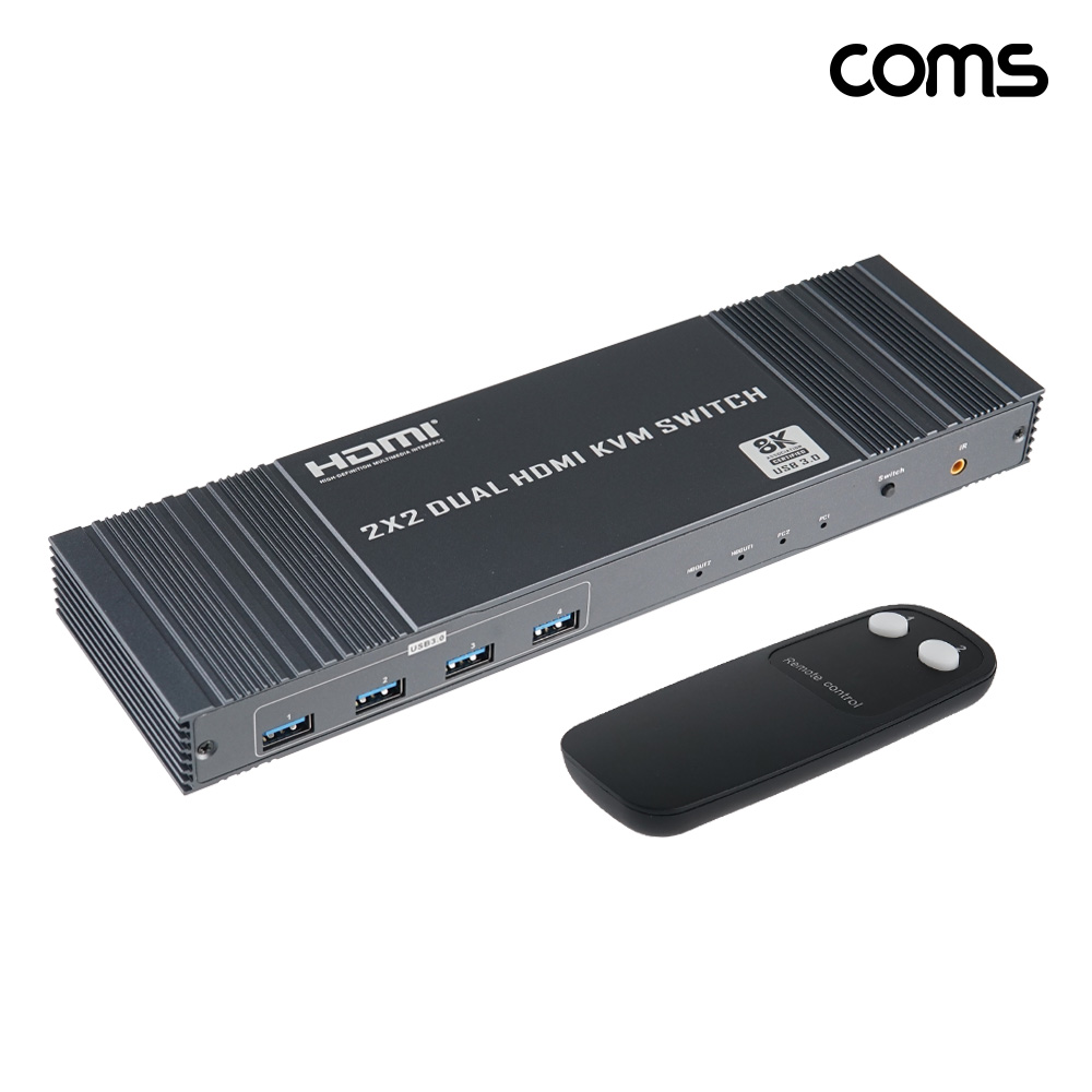 Coms HDMI KVM 스위치 선택기 HDMI 2대의 PC 모니터 제어 8K 60Hz