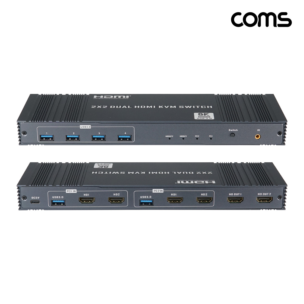 Coms HDMI KVM 스위치 선택기 HDMI 2대의 PC 모니터 제어 8K 60Hz