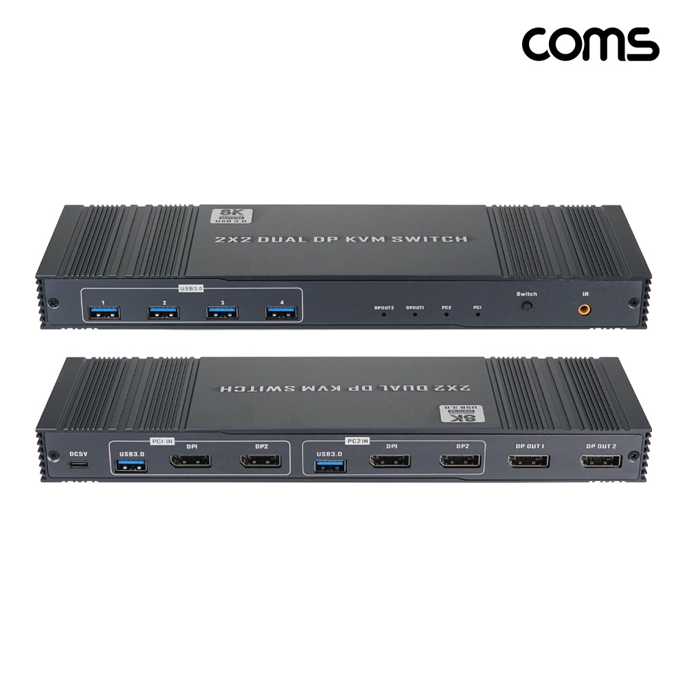 Coms DP KVM 스위치 선택기 2대의 PC 듀얼 모니터 제어 8K 60Hz