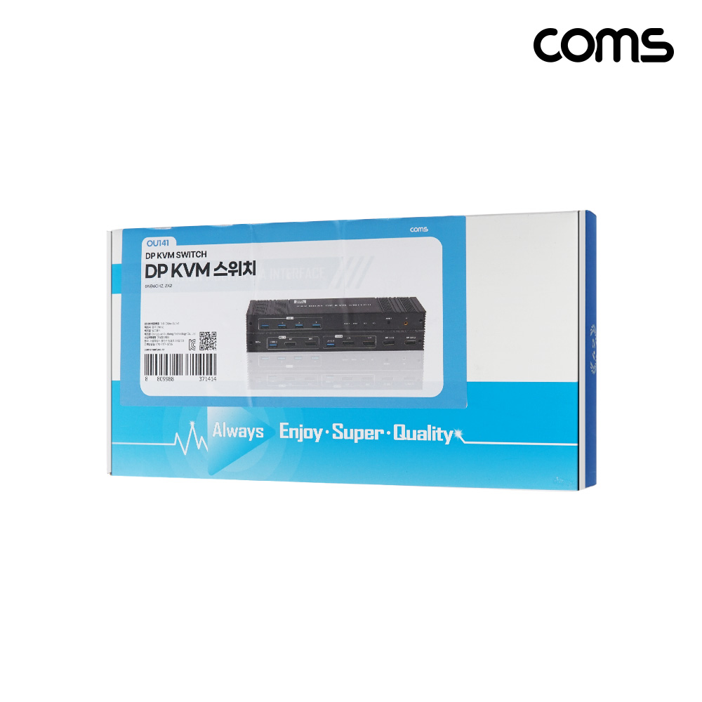 Coms DP KVM 스위치 선택기 2대의 PC 듀얼 모니터 제어 8K 60Hz