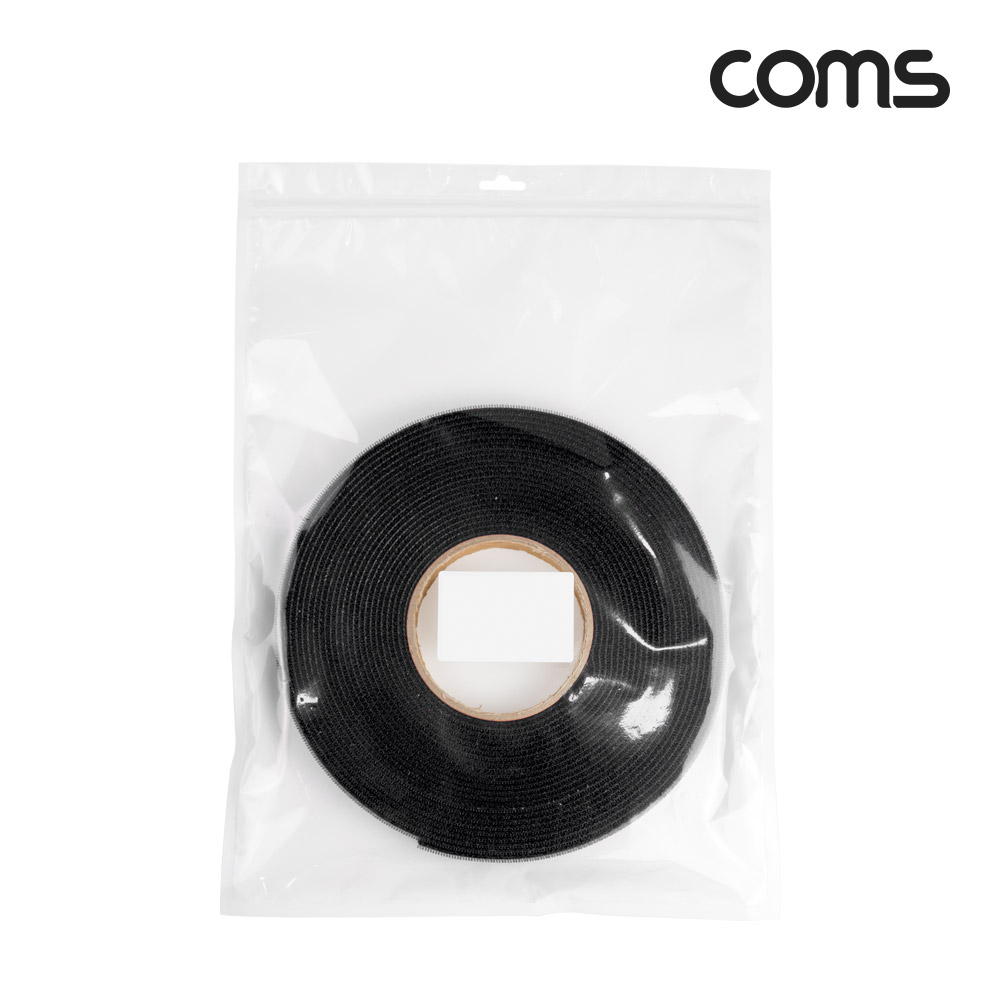 Coms 벨크로 케이블 타이 테이프 블랙 검정 두께 2cm x 길이 10M