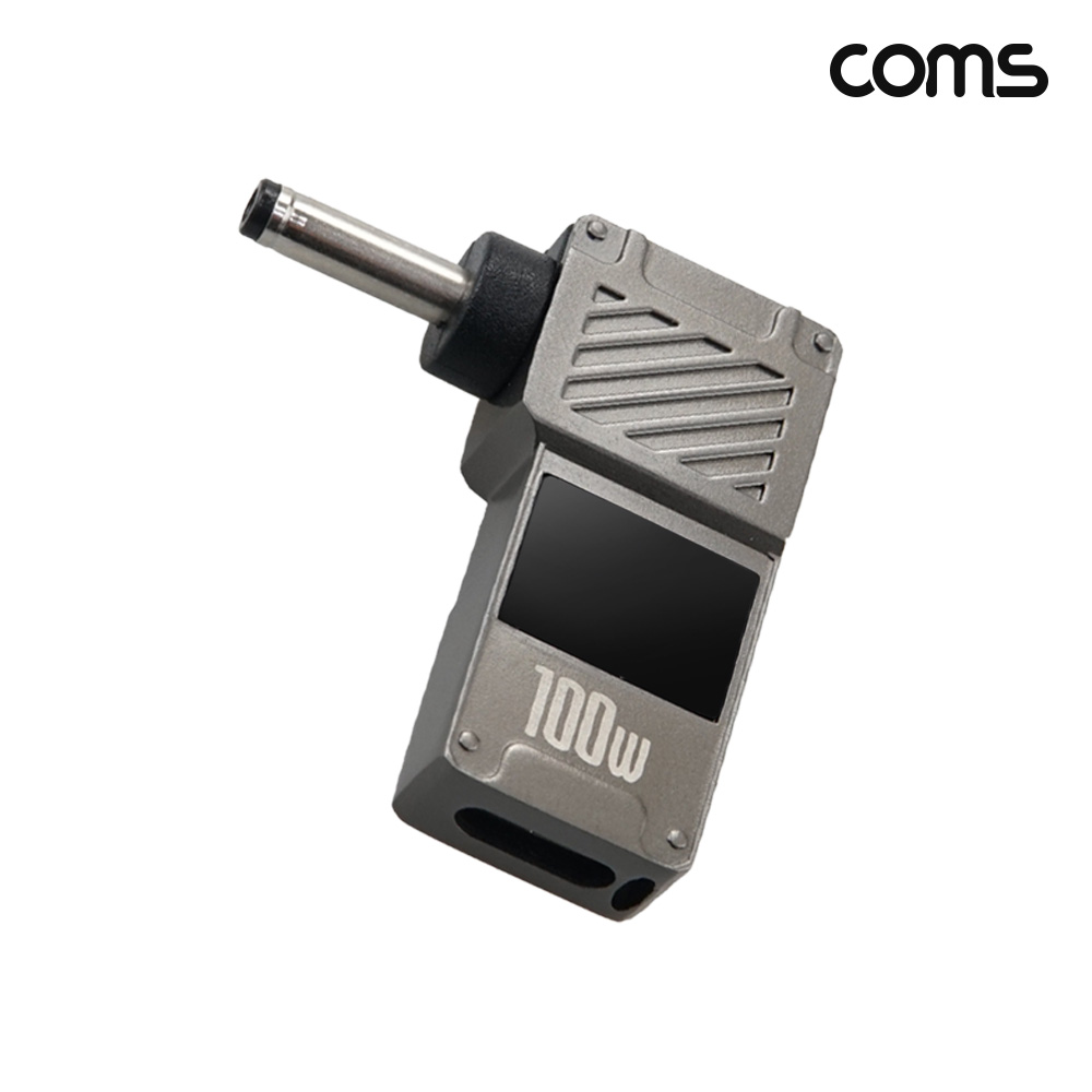 Coms C타입 DELL PD 변환 젠더 100W 20V 꺾임 고리형 외경 3.5 내경 1.35