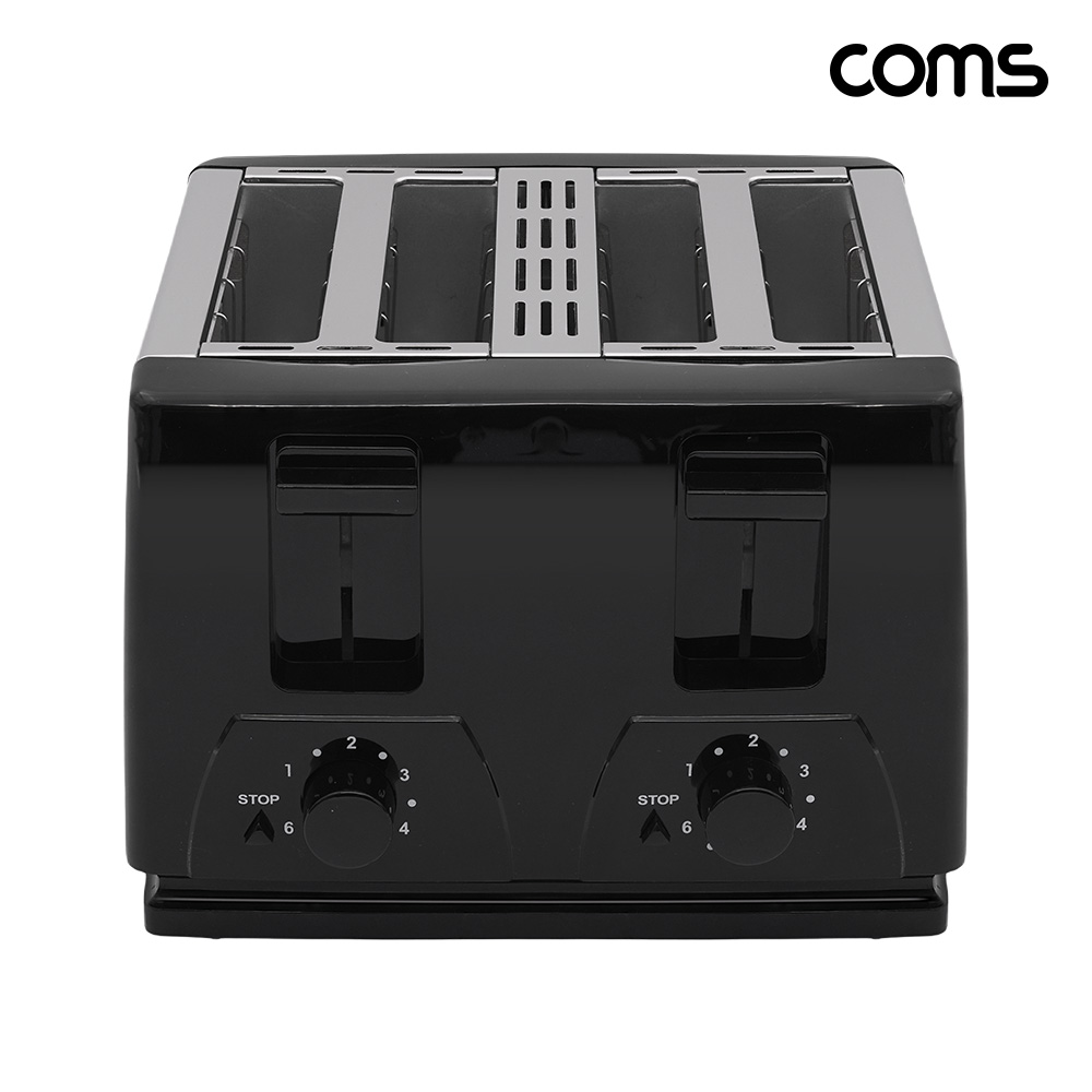 Coms 4구 팝업 토스터기 6단계 굽기조절 토스트기 1300W