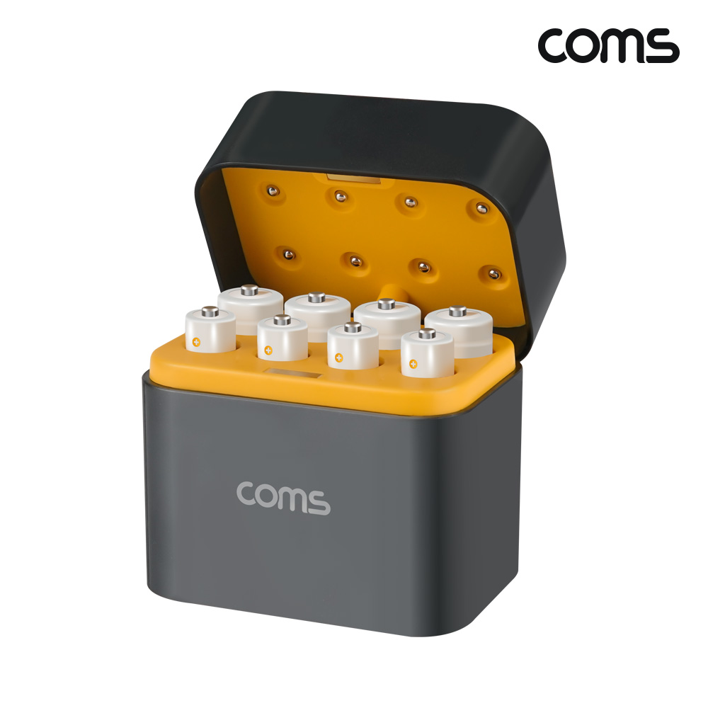 Coms 리튬이온배터리 8구 충전기 3600mWh 1170mWh AA AAA 건전지 일반건전지의 2배용량