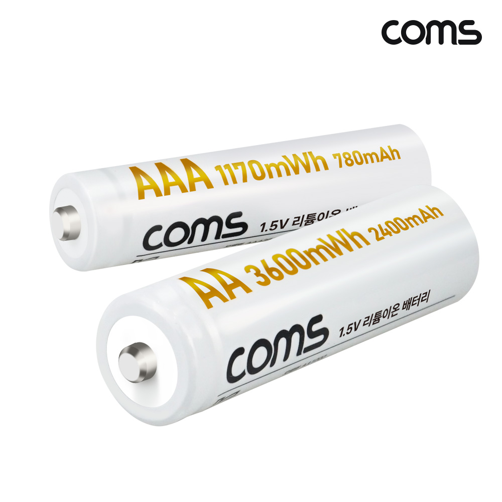 Coms 리튬이온배터리 8구 충전기 3600mWh 1170mWh AA AAA 건전지 일반건전지의 2배용량
