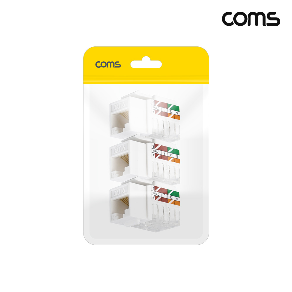 Coms CAT6 키스톤 잭 Unshelded 8P8C 월플레이트 RJ45 3개입