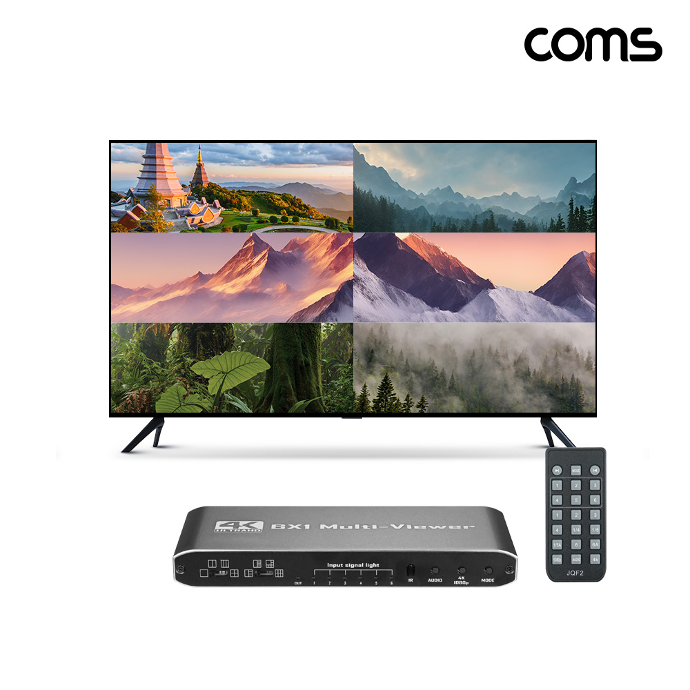 Coms 6:1 화면 분할기 HDMI 6포트 멀티뷰어 4K30Hz