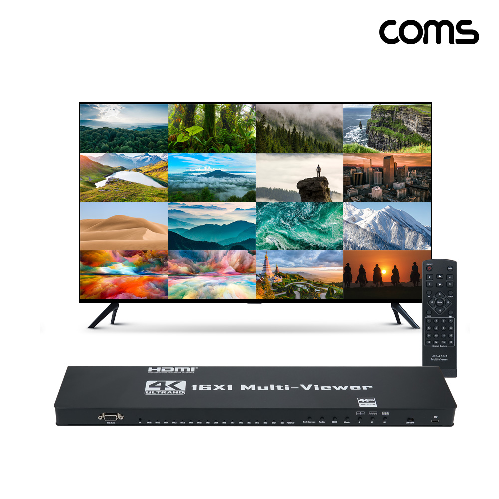 Coms 16:1 화면 분할기 HDMI 16포트 멀티뷰어 4K30Hz
