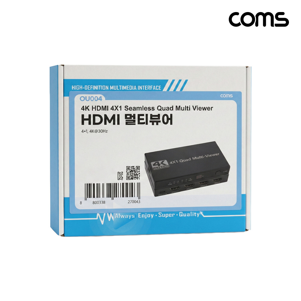 Coms 4:1 화면분할기 HDMI 멀티뷰어 4K 30Hz