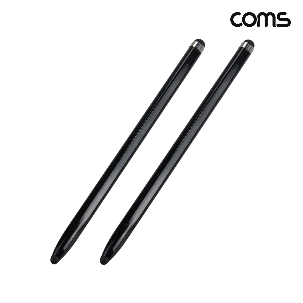 Coms 정전식 스마트폰 터치펜 양면 블랙 2개입
