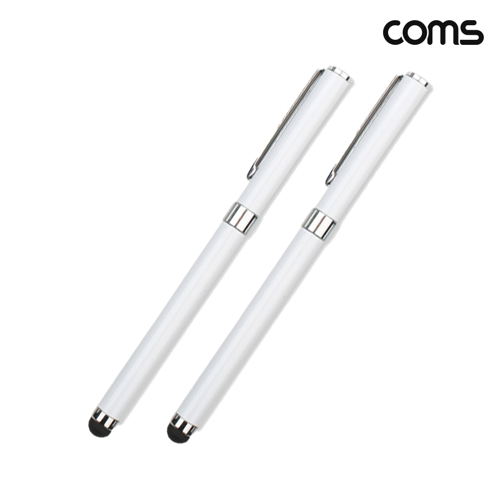 Coms 볼펜겸용 터치펜 142mm 스타일러스 White 2개입