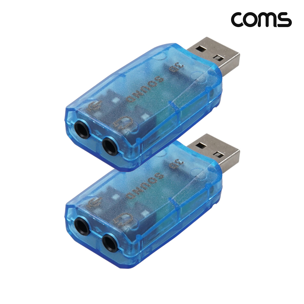 Coms USB 사운드카드 5.1채널 오디오 컨버터 입출력 포트 2개입