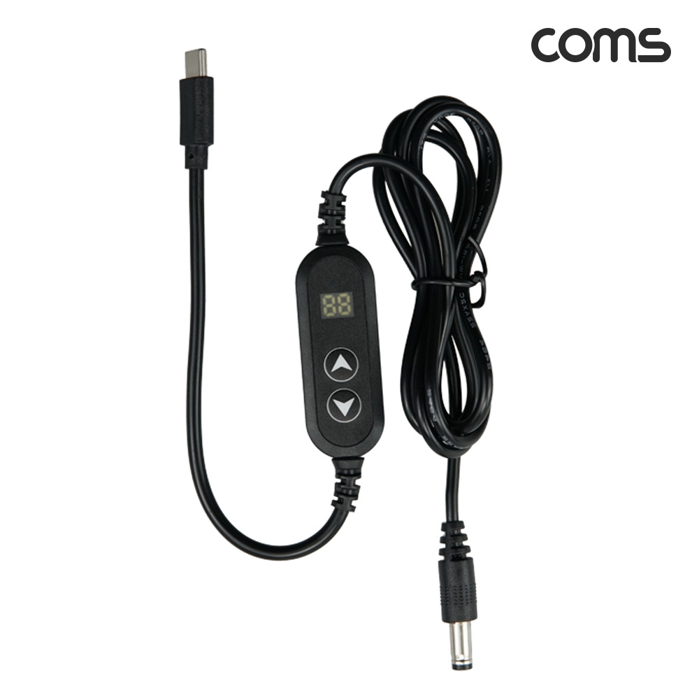 Coms C타입 to DC 외경 5.5 내경 2.1 전원 변환케이블 1.2m 100W PD 충전 전압 조절 5V 9V 12V 15V 20V