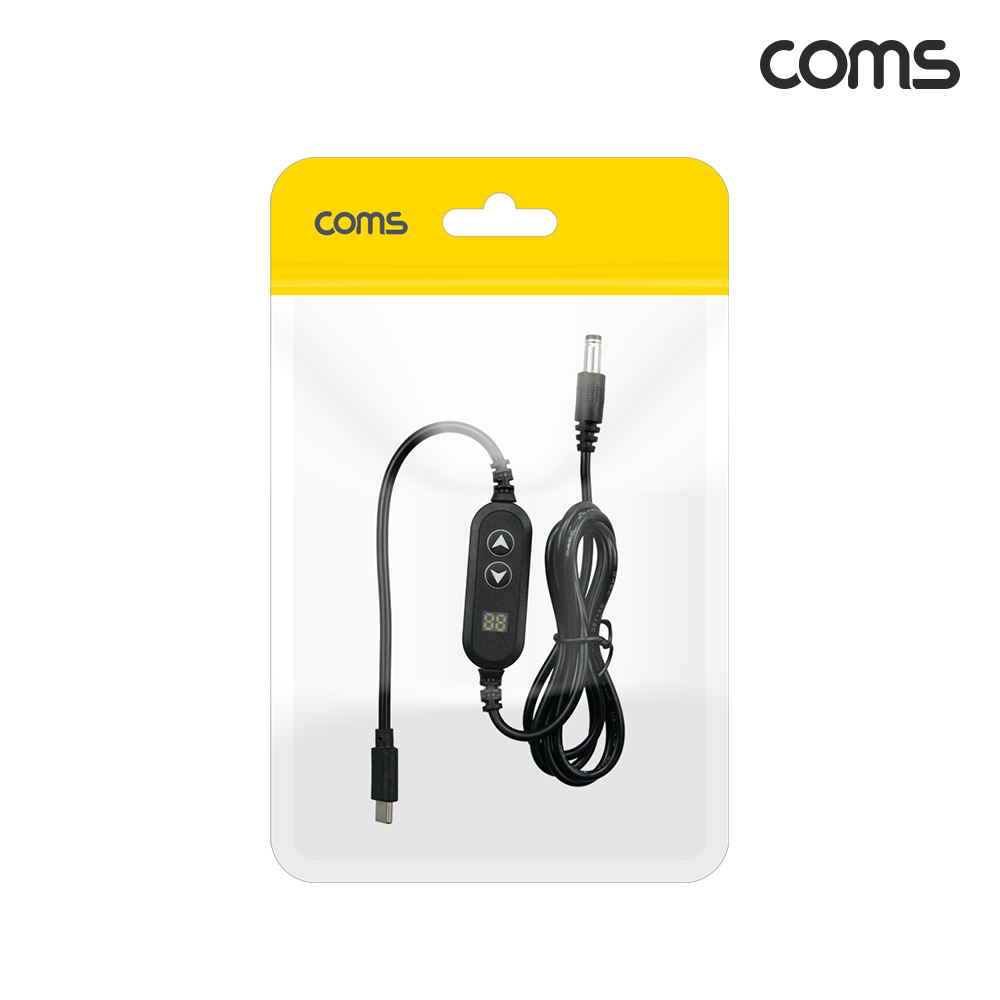Coms C타입 to DC 외경 5.5 내경 2.1 전원 변환케이블 1.2m 100W PD 충전 전압 조절 5V 9V 12V 15V 20V