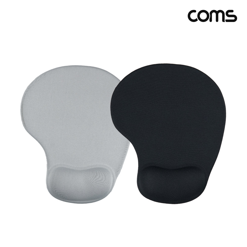 Coms 마우스 패드 손목보호형 Black 1개 White 1개 Set