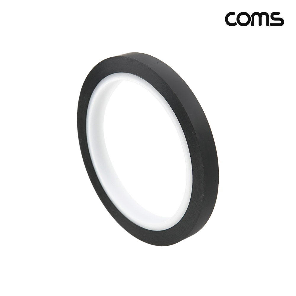 Coms 전기 절연 비닐 테이프 black 폭 1cm 전기부품 절연 보호 배선 마감