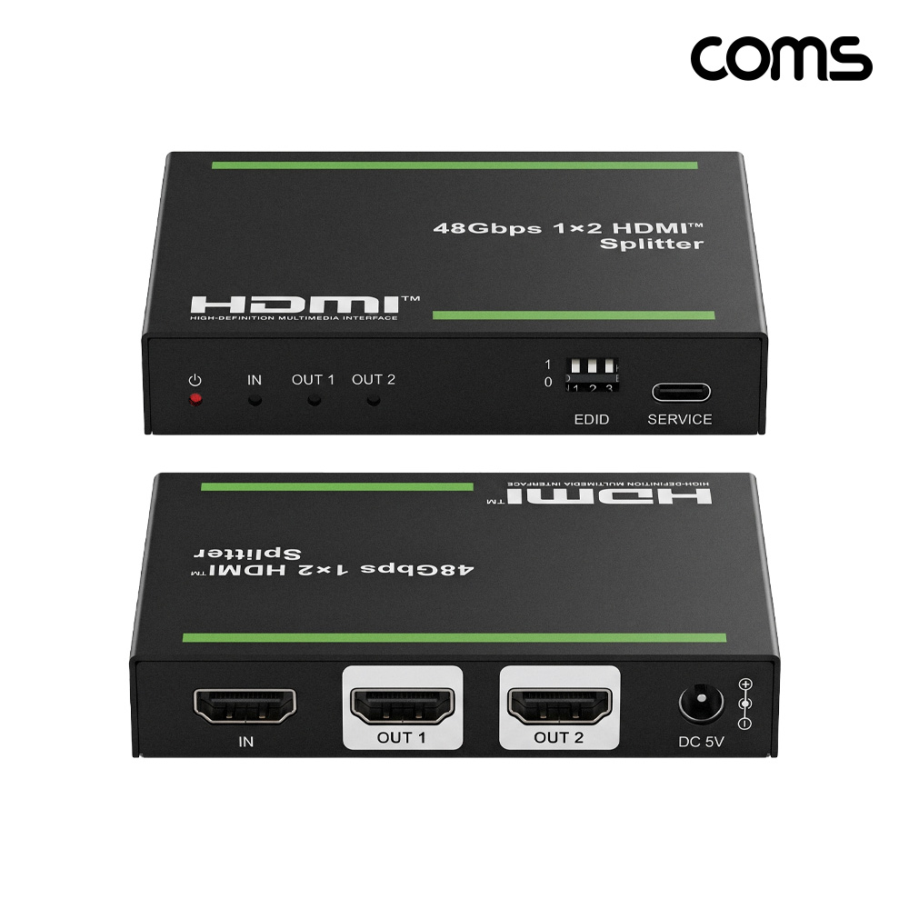 Coms 1x2 HDMI 2.1 분배기 48Gbps EDID 수동 스위치 8K 60Hz 4K 120Hz