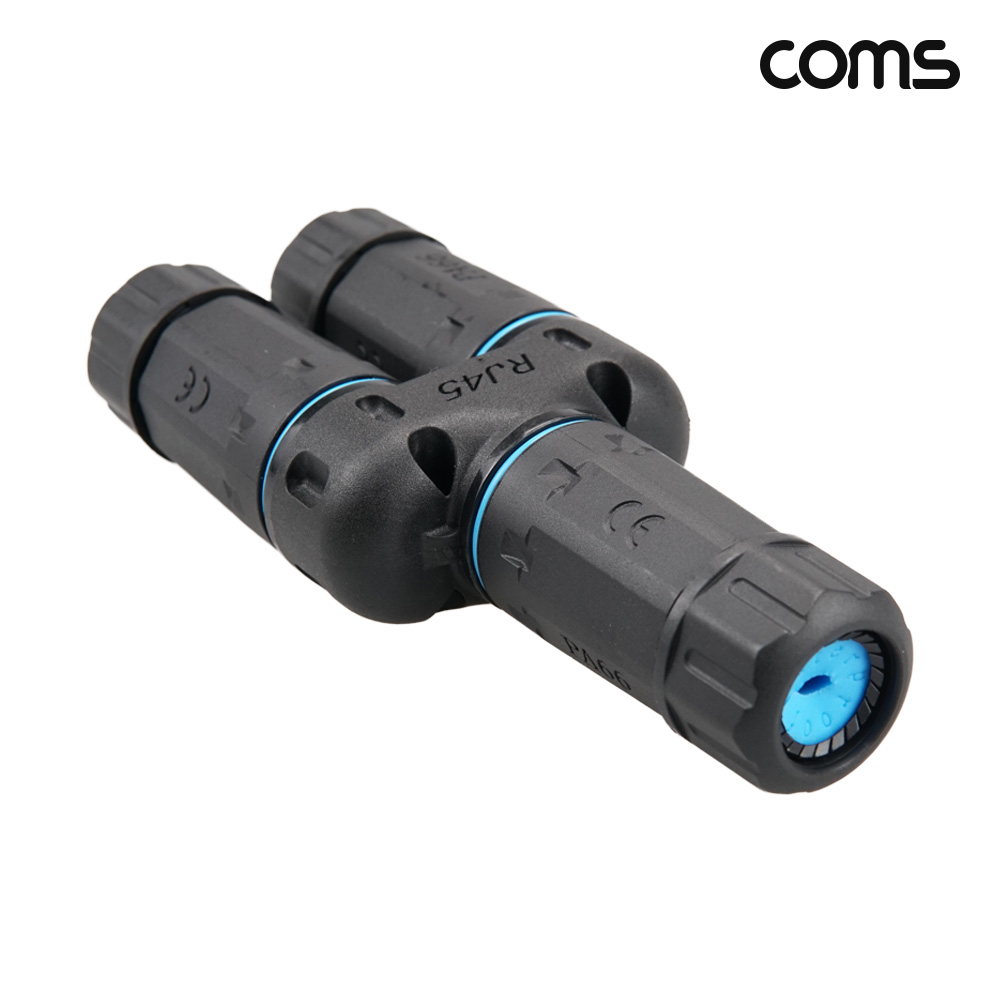 Coms IP68 LAN RJ45 FF CAT6 케이블 보호 방수 커넥터 T형