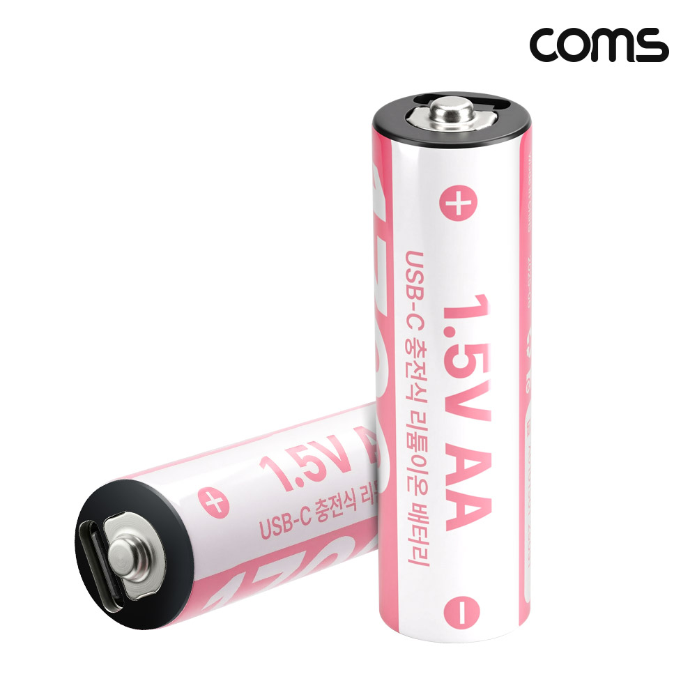 Coms C타입 충전지 동시충전 4in1 케이블 충전식 건전지 배터리 1.5V 1700mAh AA 4개입