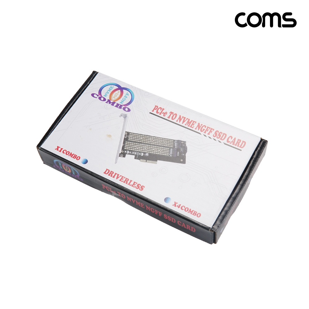 Coms PCIe x1 to M.2 듀얼 SSD 확장카드 M-Key NVMe B-Key NGFF SATA 지원 브라켓 포함