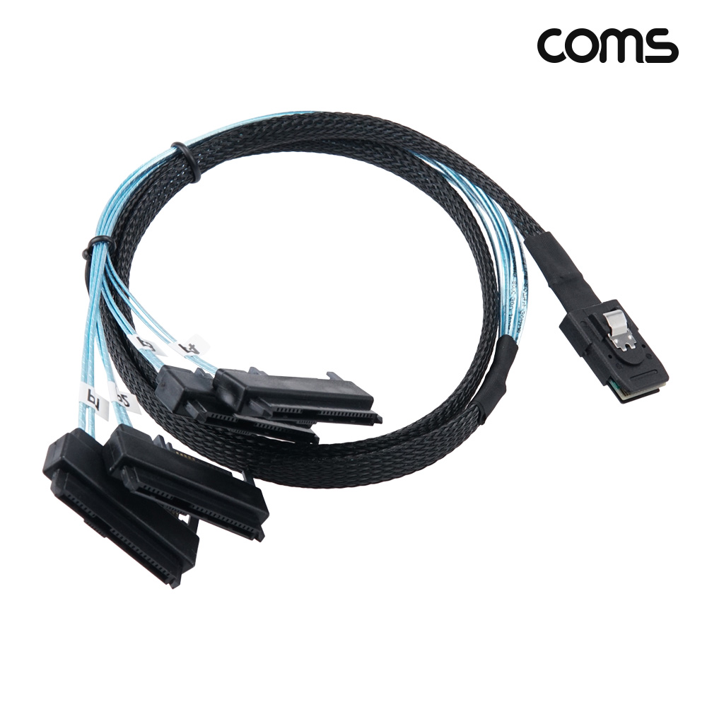 Coms Mini SAS to SATA 4분배 케이블 1m SFF 8087 SFF 8482x4 SATA 15P