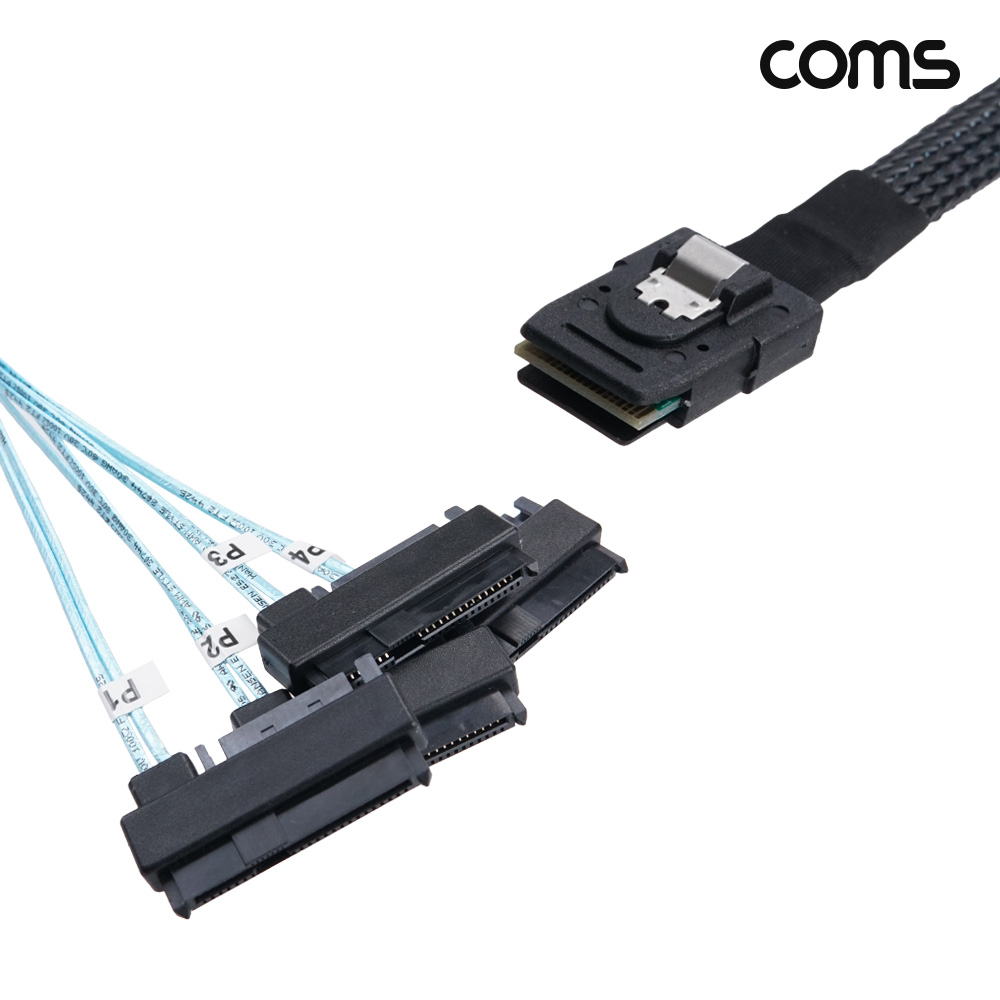 Coms Mini SAS to SATA 4분배 케이블 1m SFF 8087 SFF 8482x4 SATA 15P