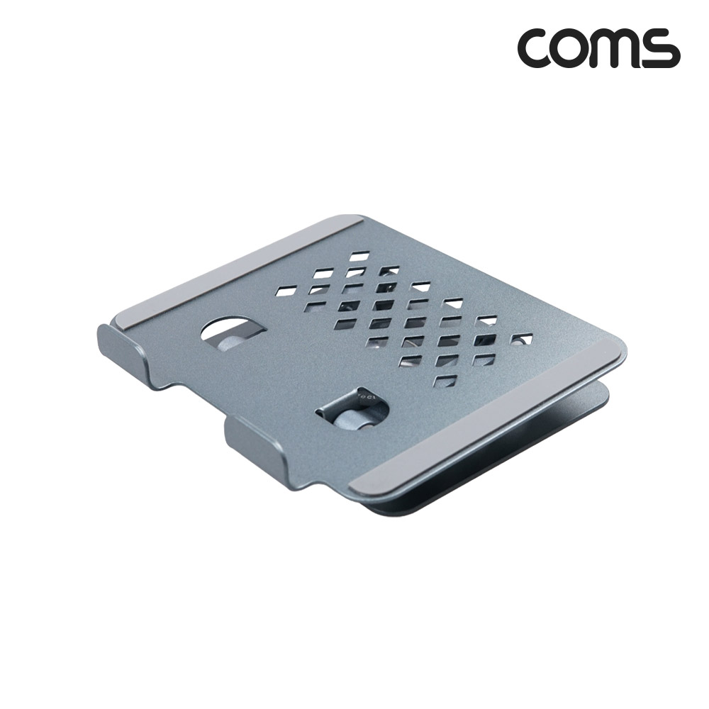 Coms 태블릿 노트북 스탠드 거치대 360도 메탈 회전 접이식 Gray
