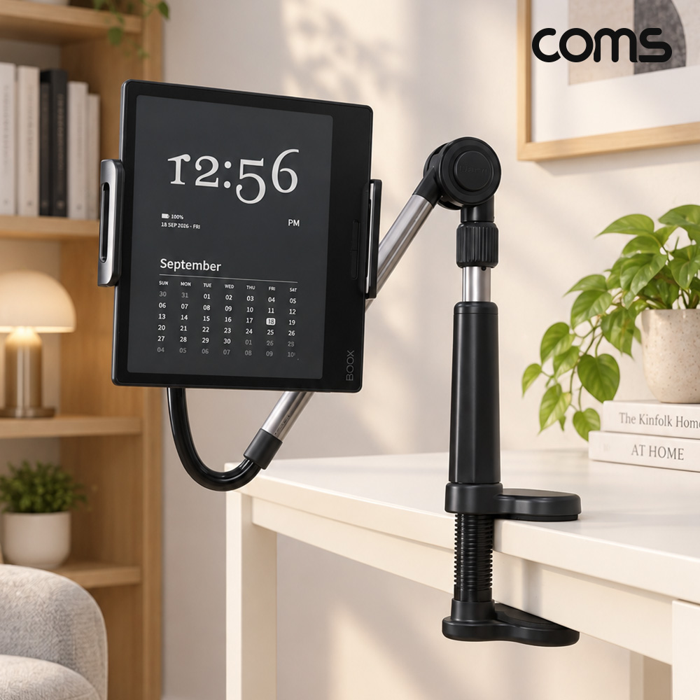 Coms 고정형 스마트폰 태블릿 거치대 180도 회전 플렉시블 침대 책상