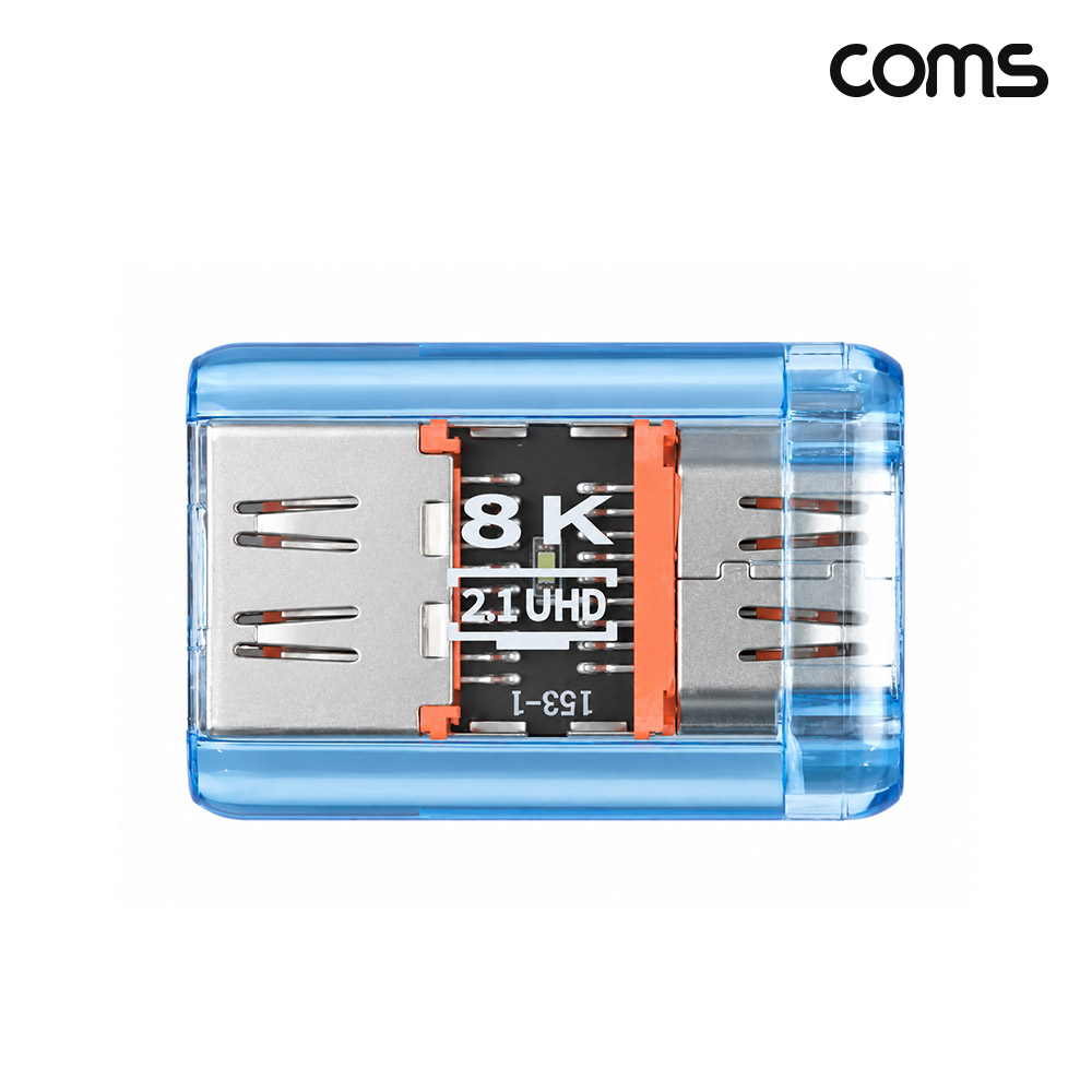 Coms HDMI 꺾임젠더 FF 역방향 8K 60Hz UHD 투명
