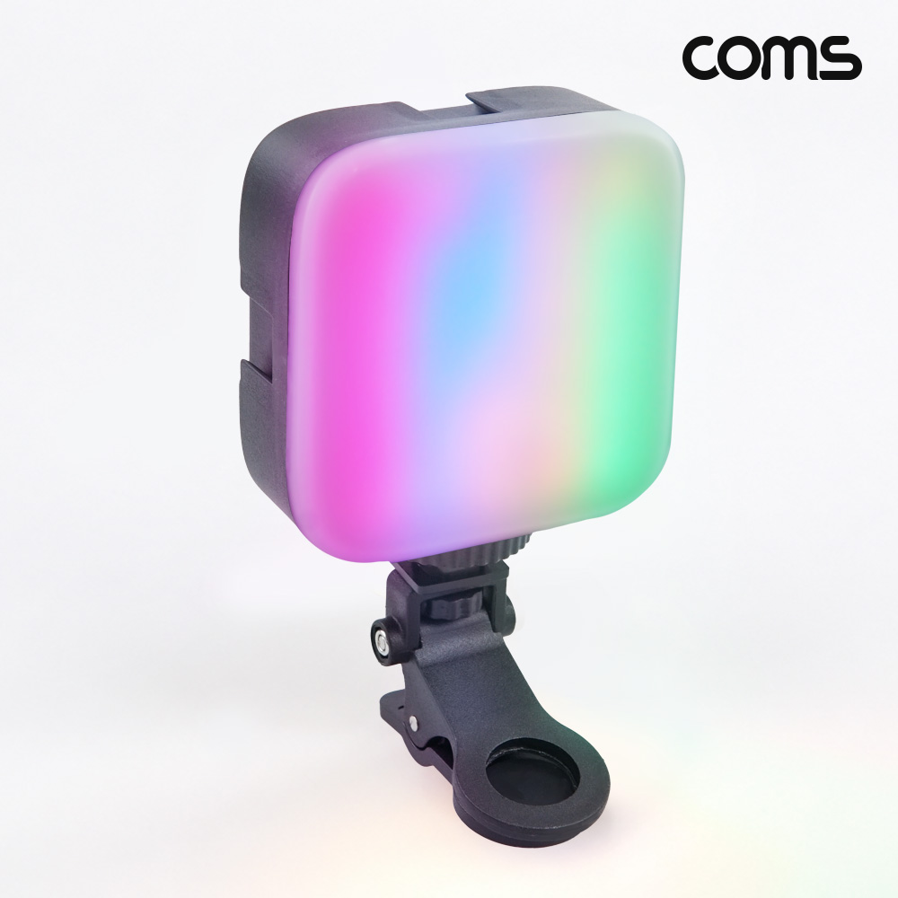Coms LED 스마트폰 라이트 정사각형 카메라 조명 RGB 색상 조절 밝기조절