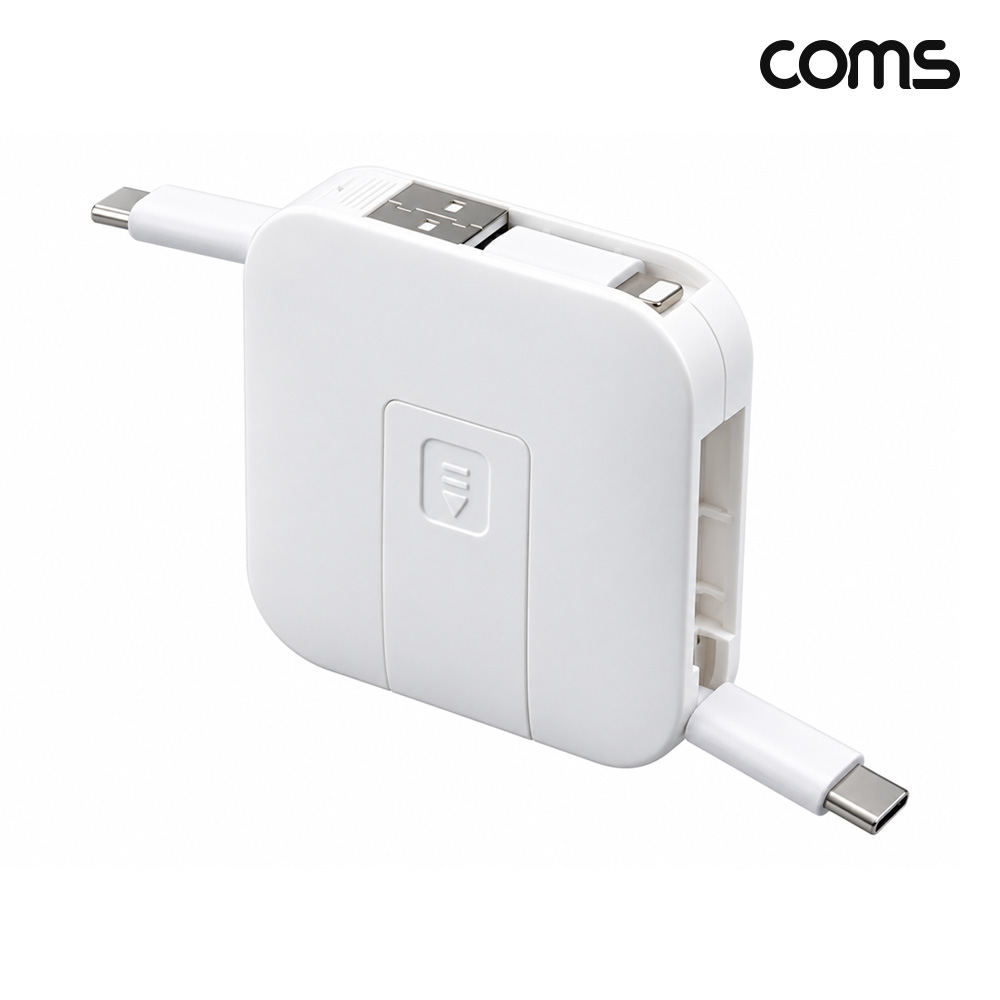 Coms 4 in 1 스마트폰 C타입 멀티 케이블 Type C, iOS 8P, USB A 자동감김 릴타입 PD 60W 고속충전 데이터 전송