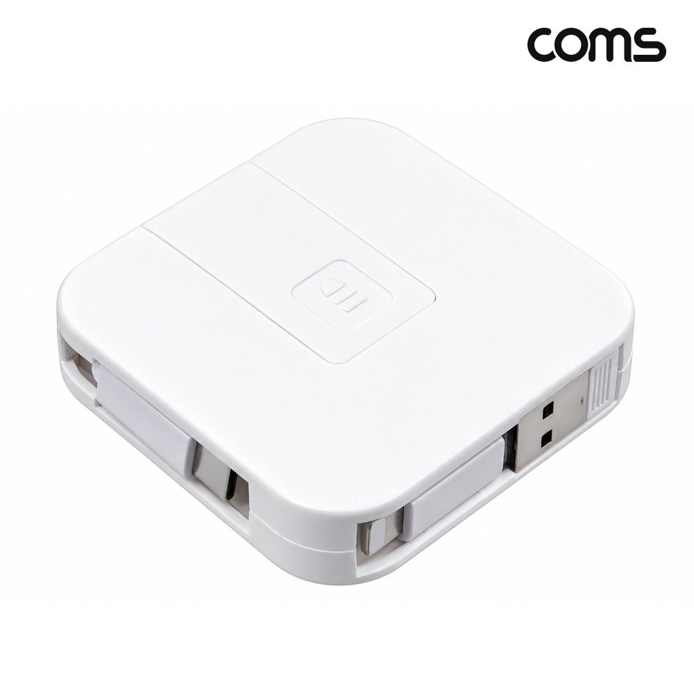 Coms 4 in 1 스마트폰 C타입 멀티 케이블 Type C, iOS 8P, USB A 자동감김 릴타입 PD 60W 고속충전 데이터 전송