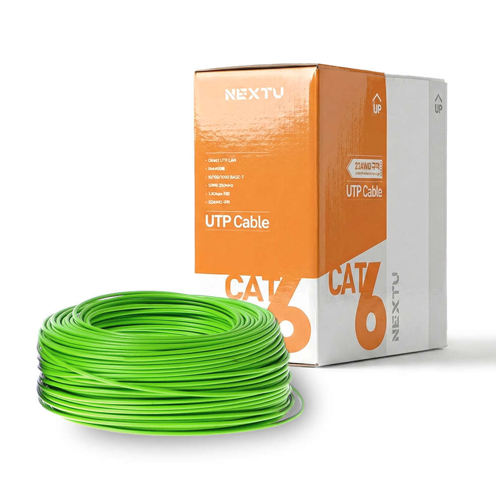 넥스트유 CAT6 UTP 랜케이블 인터넷 랜선 300m 그린 N6P300