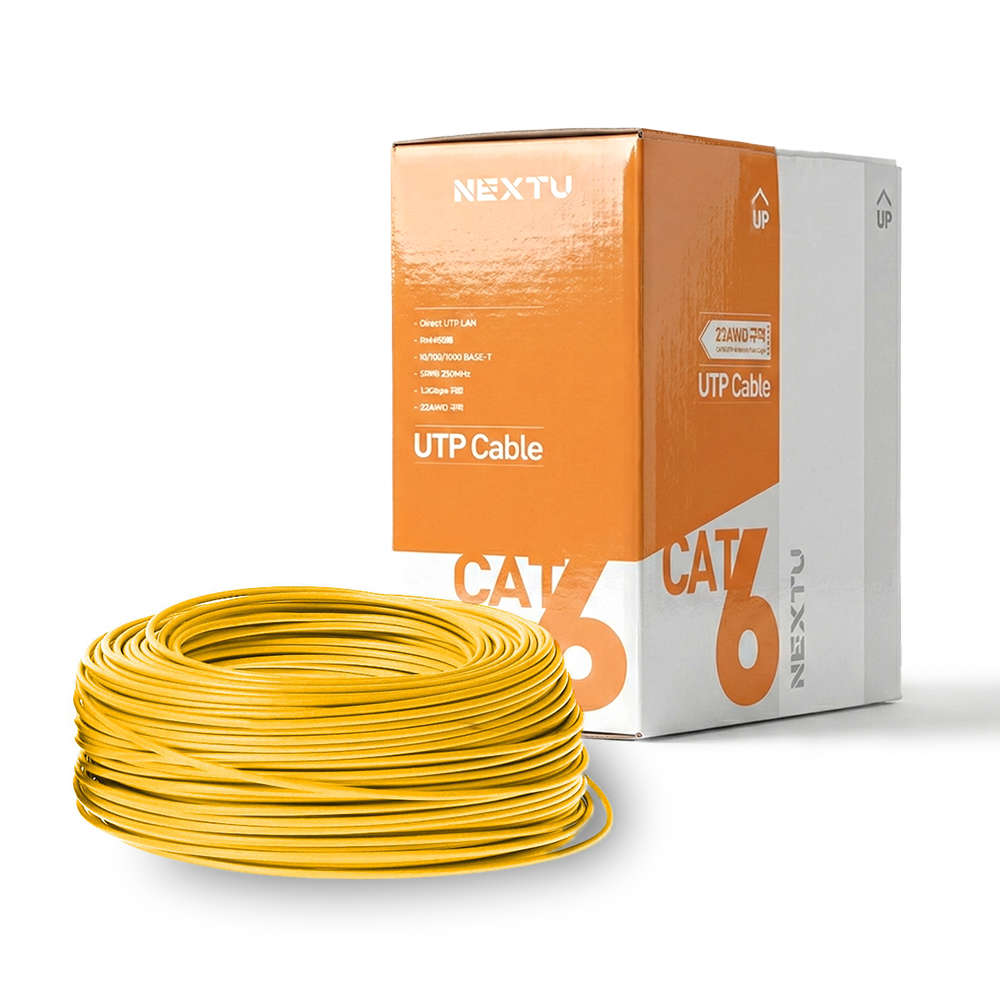 넥스트유 CAT6 UTP 랜케이블 인터넷 랜선 300m 옐로우 N6P300