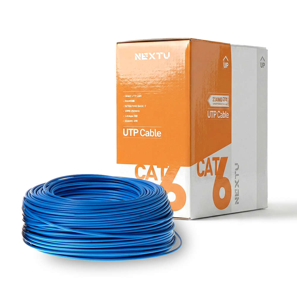 넥스트유 CAT6 UTP 랜케이블 인터넷 랜선 300m 블루 N6P300
