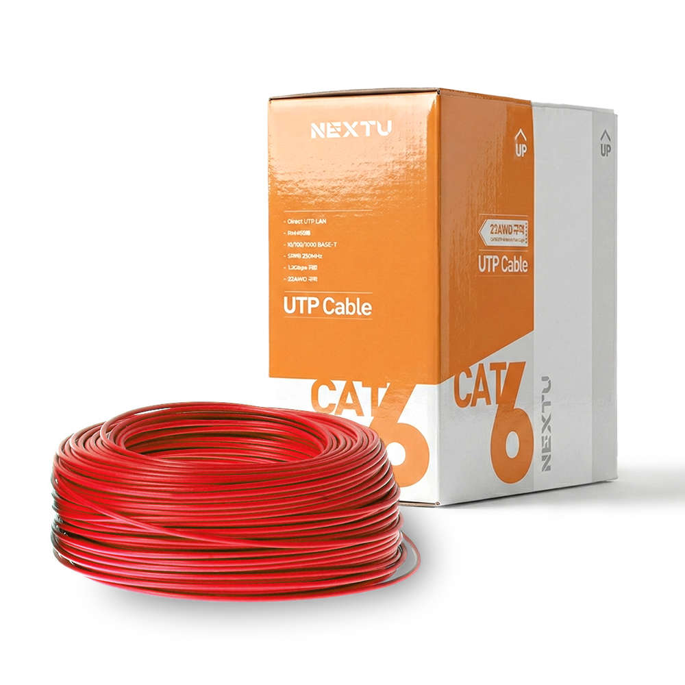 넥스트유 CAT6 UTP 랜케이블 인터넷 랜선 100m 레드 N6P100