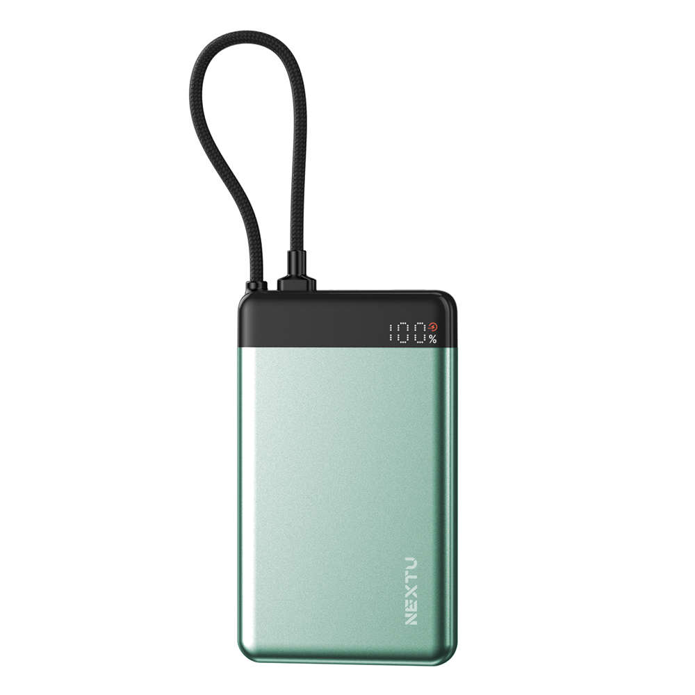 넥스트유 보조배터리 10000mAh 일체형 케이블 실버 1009QPB MINI