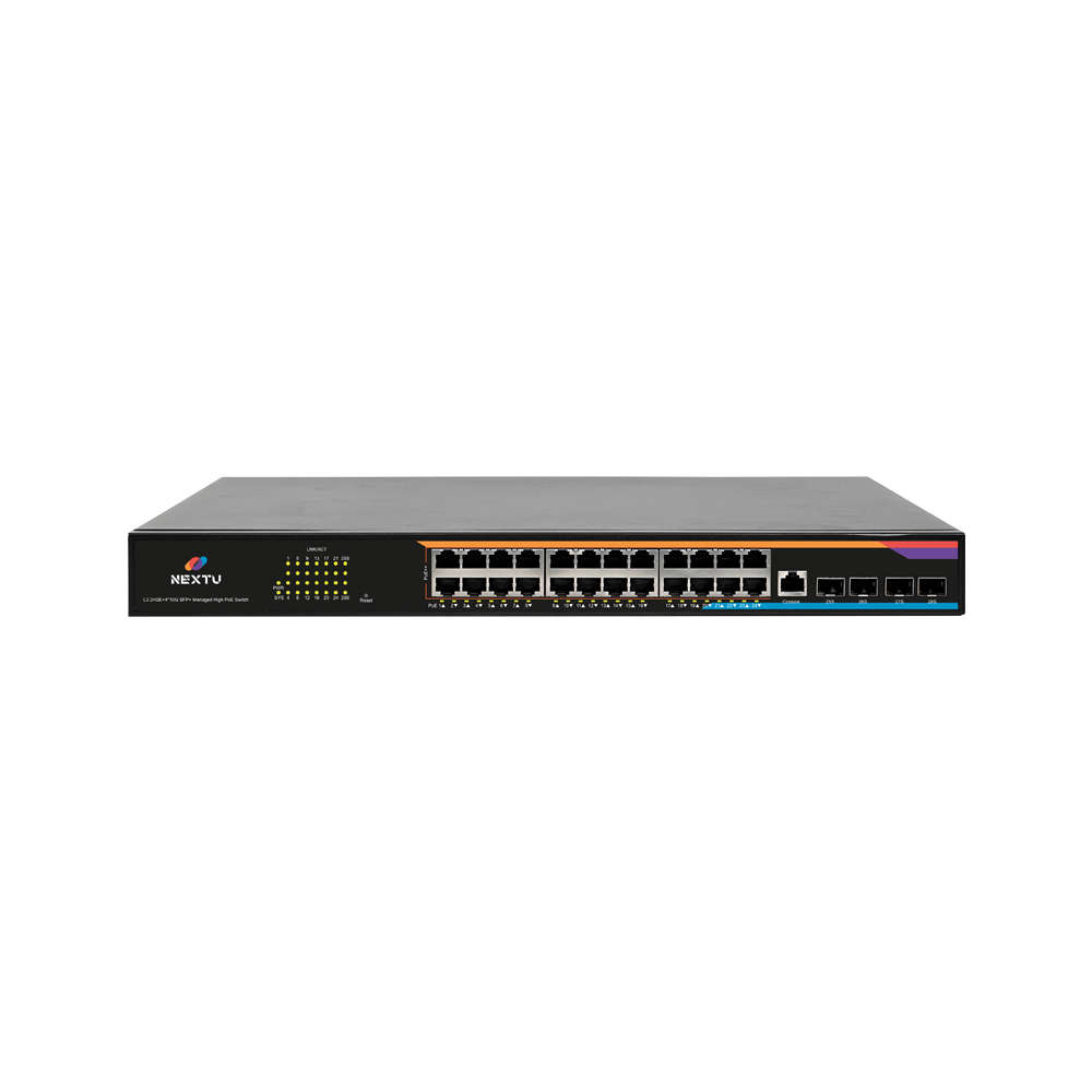 넥스트유 PoE L3 스위칭허브 24포트 10G SFP BT90W POE8028L3-10G