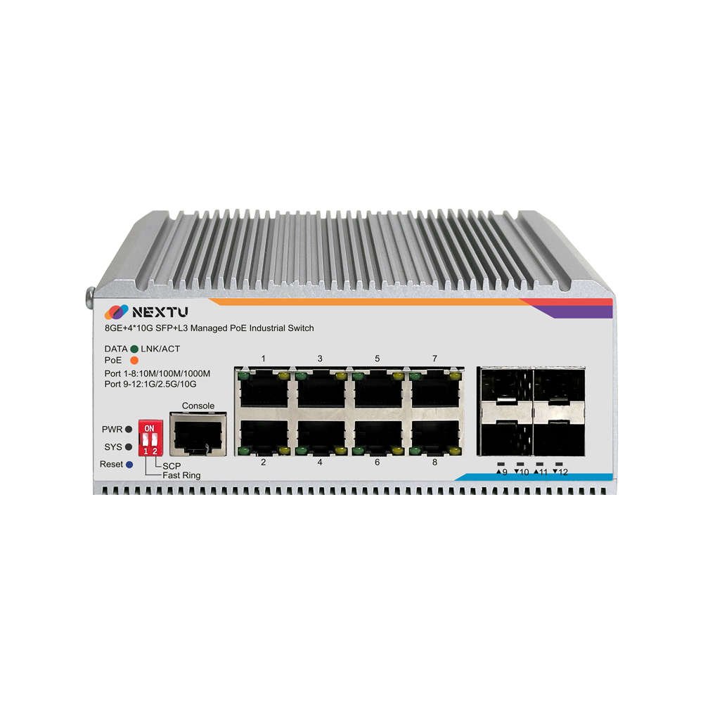 넥스트유 산업용 PoE L3 스위칭허브 8포트 10G SFP POE9848MDTL3-10G