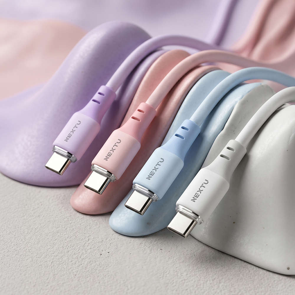 넥스트유 USB C to C 실리콘 충전 케이블 240W 1.5m 핑크 CC89015
