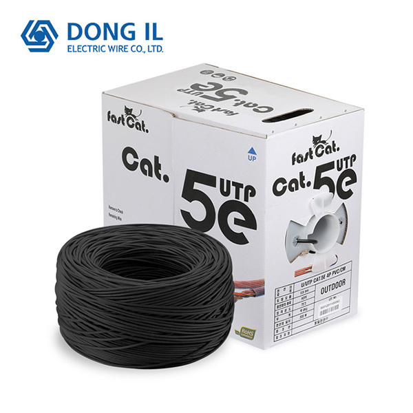 국산 동일전선 UTP CAT5e 300m 옥외 랜케이블(블랙,단선,순수구리)