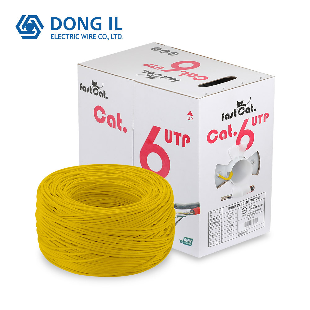 국산 동일전선 UTP CAT6 300m 랜케이블(옐로우,단선,순수구리)