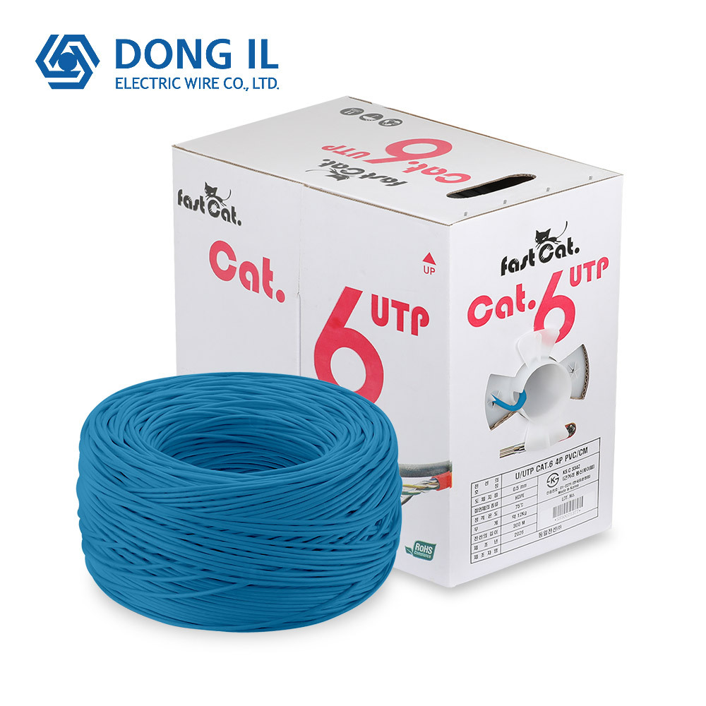 국산 동일전선 UTP CAT6 300m 랜케이블(블루,단선,순수구리)
